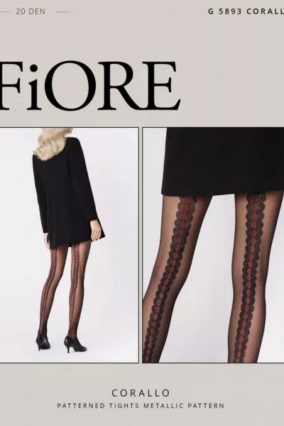 Ciorapi fini cu dunga modelata la spate - Fiore Corallo