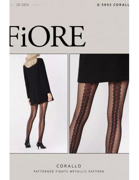 Ciorapi fini cu dunga modelata la spate - Fiore Corallo