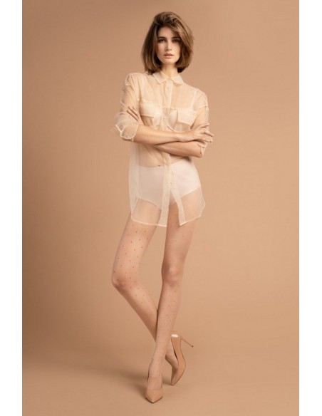 Ciorapi fini cu puncte neon pe tot piciorul - Fiore Neon Sprinkle Pudra