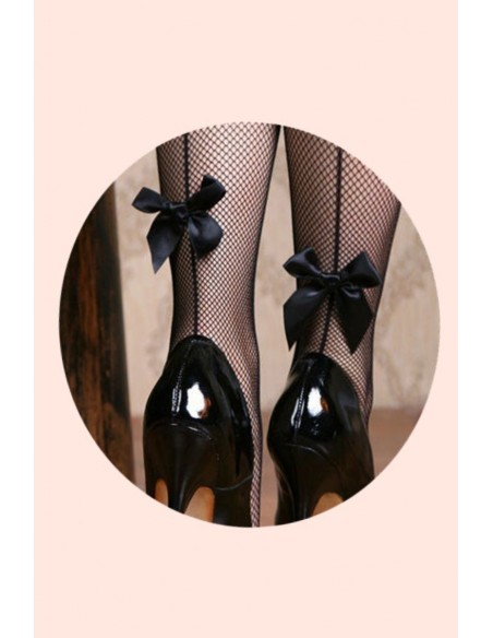 Ciorapi plasa marunta cu dunga si funda