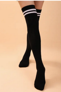 Sosete peste genunchi cu dungi albe din bumbac