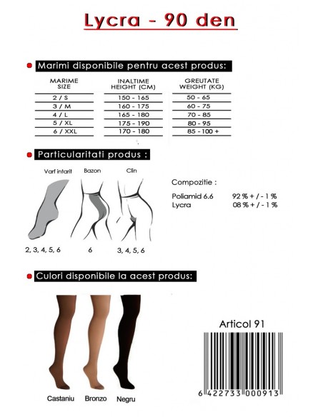 Ciorapi lycra 90 den - Miss Emilia