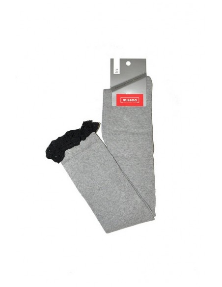 Sosete peste genunchi din bumbac, cu dantela - Milena