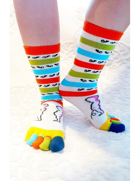 Sosete cu degete in culori vesele