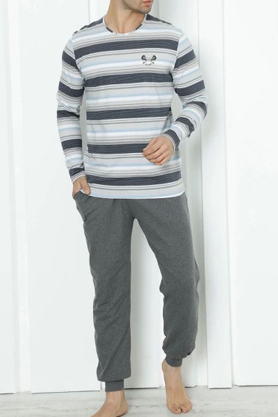 Pijama din bumbac cu pantalon si bluza in dungi -  Tom John Nicoletta