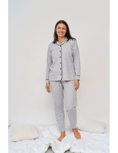 Pijama din bumbac, model clasic, big size - Nicoletta 30063