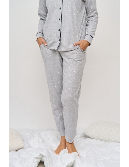 Pijama din bumbac, model clasic, big size - Nicoletta 30063