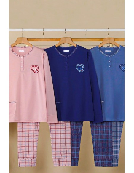 Pijama din bumbac, pantalon si bluza - Farfalla