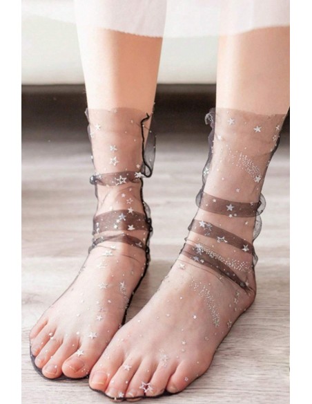 Sosete cu stele si puncte glitter, din tulle - Glam