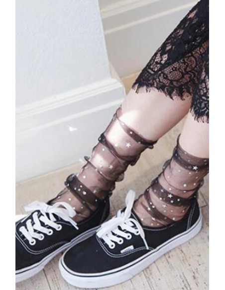 Sosete cu stele si puncte glitter, din tulle - Glam