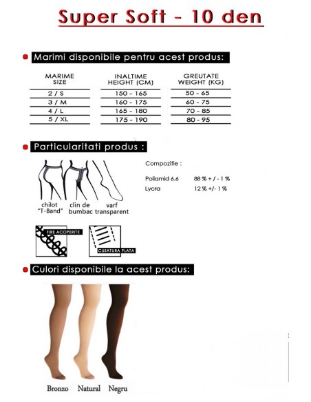 Ciorapi lycra, simpli, 10 den - Miss Soft Touch