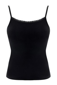 Maiou din bumbac cu bretele inguste si dantela - Piera C0176 X