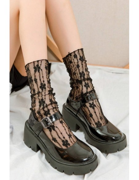 Sosete fine din tulle dantelat