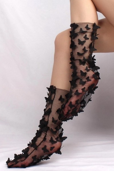 Sosete fine din tulle cu fluturi - Glam Butterfly