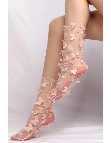 Sosete fine din tulle cu fluturi - Glam