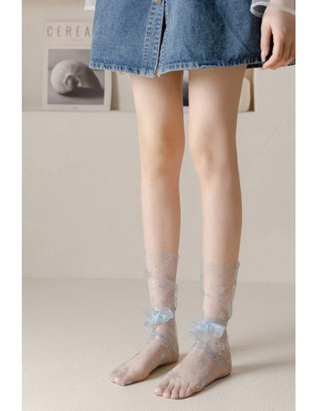 Sosete din tulle loose cu fulgi stralucitori