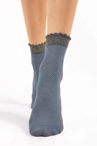 Sosete opace, 1/4 cu model geometric - Fiore Spina 2