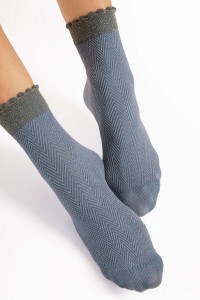 Sosete opace, 1/4 cu model geometric - Fiore Spina