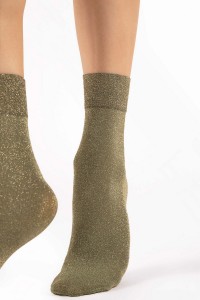 Sosete opace, 1/4 cu fir stralucitor - Fiore Brillo Verde/Auriu 2