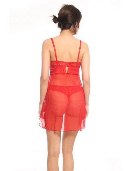 Neglijeu rosu din tulle si dantela