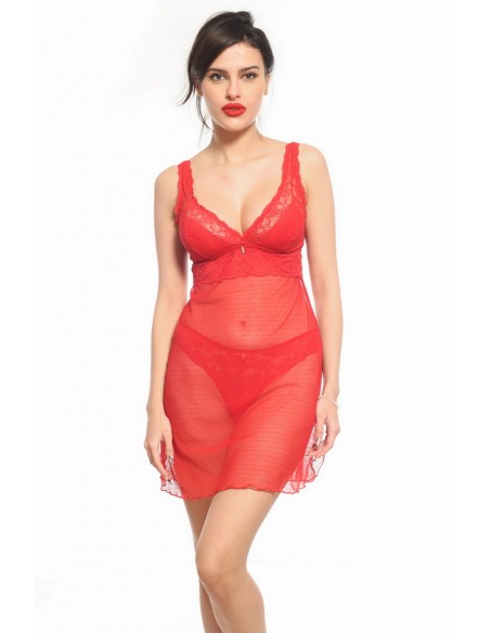 Neglijeu rosu din tulle si dantela - Piera N0107 X