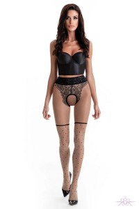 Ciorapi 30 den cu model si chilot decupat - Amour Lolita