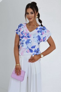 Bluza cu imprimeu floral si decolteu in V - Casandra