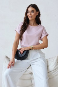 Bluza roz pudra cu umar cazut si maneca scurta - Tania 2