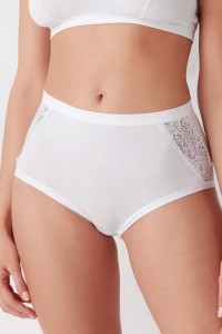 Chiloti clasici din bumbac cu talie inalta si dantela