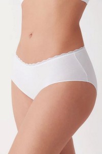 Chiloti clasici din bumbac cu talie medie si banda dantelata - Cotonella GD293