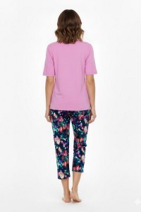 Pijama din bumbac cu maneca scurta si pantalon trei sfert pentru dama 2