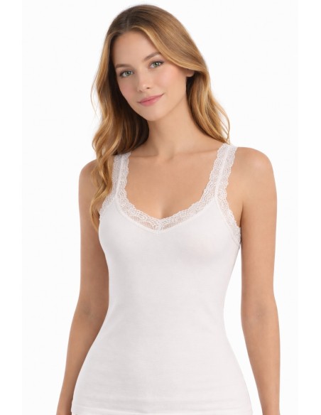 Maiou dama bumbac cu dantela - OTS