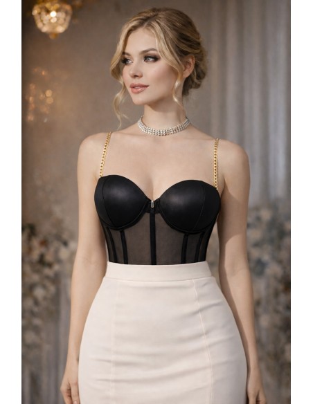 Corset body dama din tulle cu cupe push-up