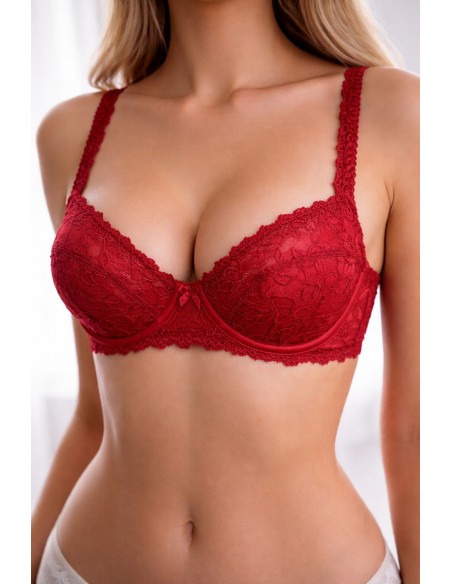 Sutien dama din dantela rubinie – model elegant cu sarma