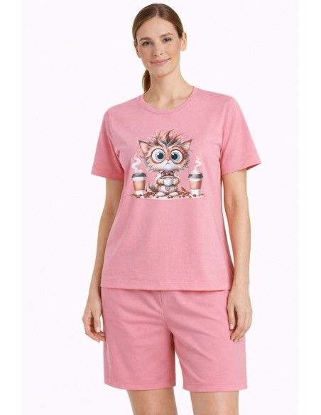 pijamale femei din bumbac cu maneca scurta si pantaloni scurti