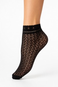 Sosete dama din plasa cu model dantelat elegante culoare negru