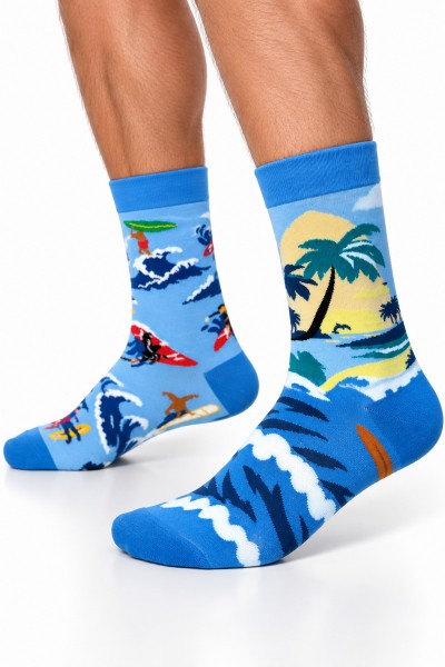 Sosete barbati 80% bumbac cu model Surf si Plaja
