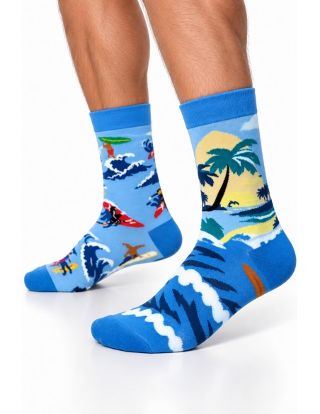 Sosete barbati 80% bumbac cu model Surf si Plaja