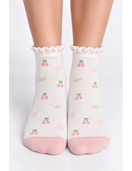 Sosete subtiri dama din bambus cu design romantic