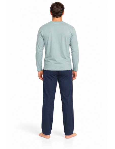 Pijama barbati Vienetta cu pantaloni lungi bleumarin, vedere spate