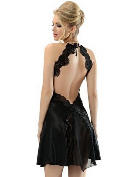 Neglijeu negru din saten - NBB 3223