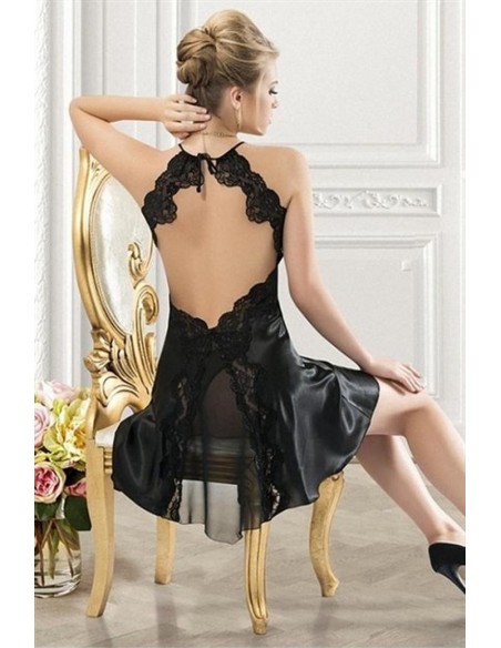 Neglijeu negru din saten - NBB 3223