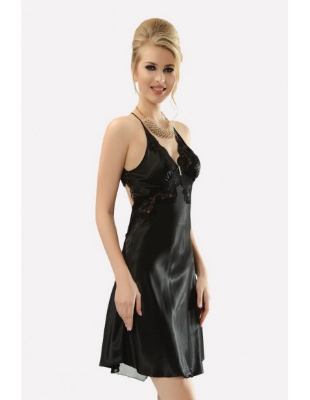 Neglijeu negru din saten - NBB 3223
