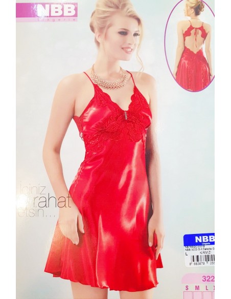 Neglijeu rosu din saten - NBB 3223